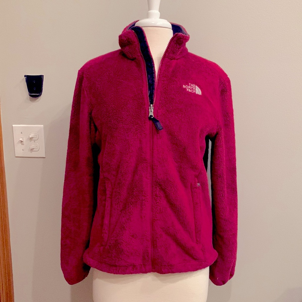 North Face Zip-Up Sweatshirt Coat, Medium, Pink / Raspberry